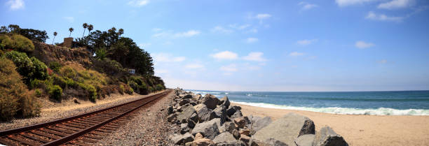 istock Train tracks run through San Clemente State Beach 825758386