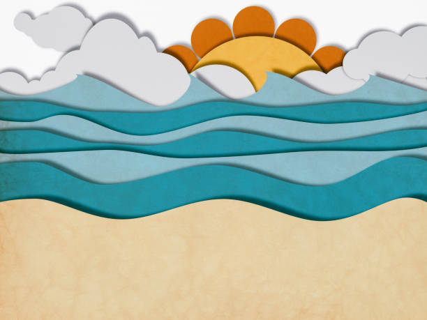 istock Sun and Beach, paper cutting style 825758888