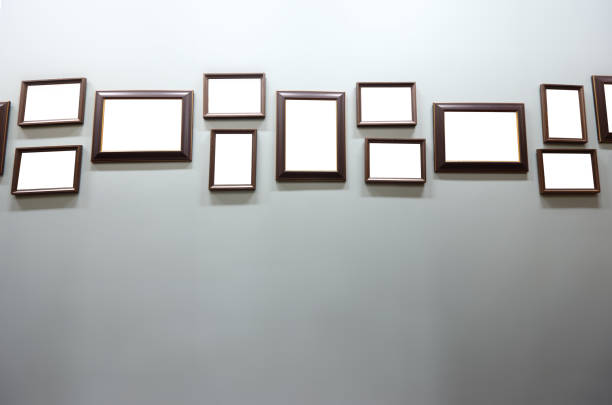 istock Group of many Walnut Wooden Classic Picture Empty frame 825759138