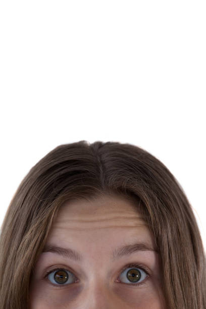 istock Girls eye and nose against white background 825766186