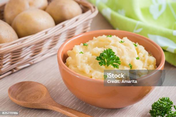Mashed Potato In Bowl Stock Photo - Download Image Now - Basket, Blender, Boiled