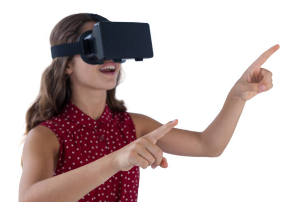 istock Teenage girl using virtual reality headset 825781694