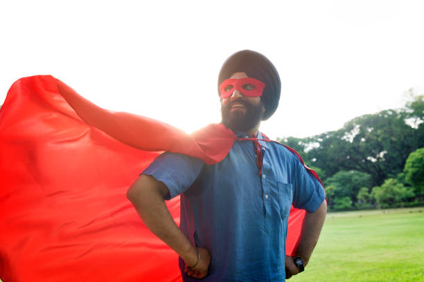 Indian Man Superhero Power Concept