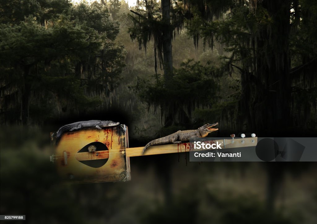 Blues Guitar Alligator Stock Photo