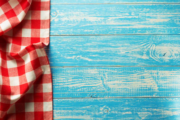 istock cloth napkin checked on wood 825802790