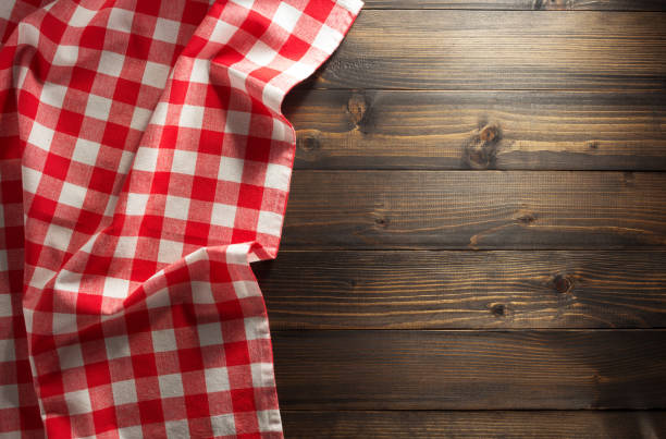 istock cloth napkin checked on wood 825803030