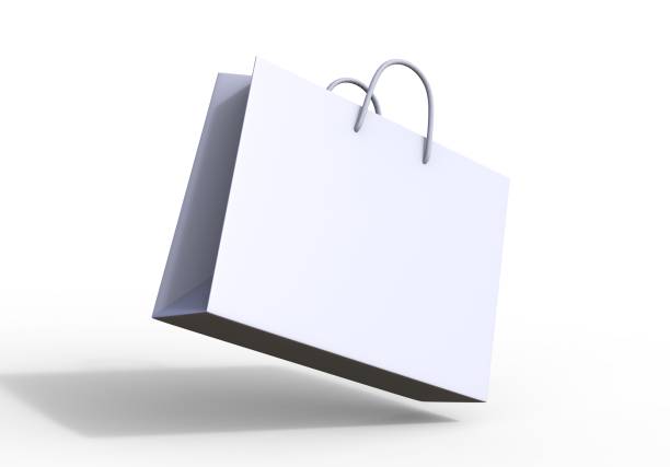 White blank shopping paper bag isolated on white background for mock up and template design.