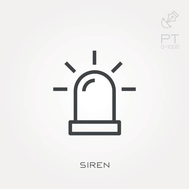 Line icon siren Line icon siren emergency siren stock illustrations