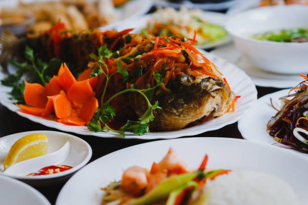 istock Traditioanl Vietnames food in restaurant 825810642