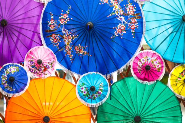 istock Colorful umbrella, traditional Chinese style. 825811004