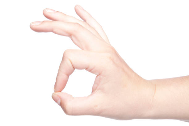 istock pinch gesture made on a white background, isolated, copy space 825812090
