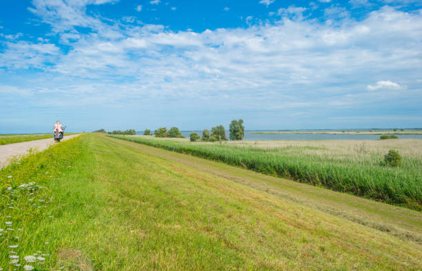 River and sea in parallel with green grass (with a greetings to Andreas Gursky)