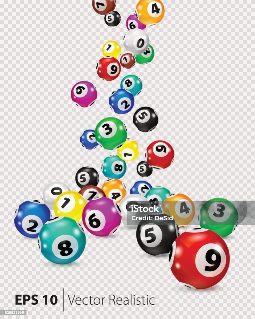 Bolas del Bingo colorido vector caen al azar - arte vectorial de Bingo libre de derechos