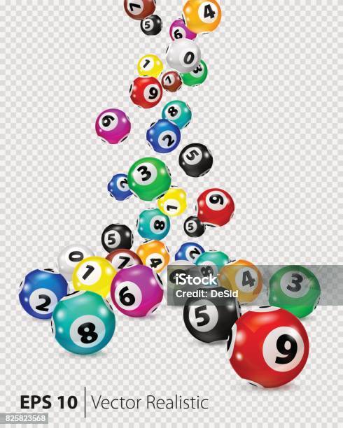 Vector Colorful Bingo Balls Fall Randomly Stock Illustration - Download Image Now - Bingo, Sphere, Sports Ball