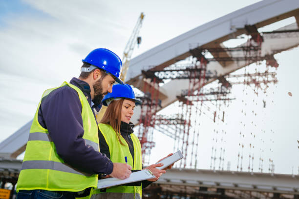istock Detailed blueprints and plans for bridge building 825823584