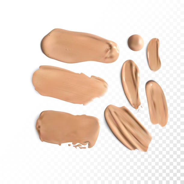 Cosmetic concealer smear strokes, tone cream smudged Vector Cosmetic concealer smear strokes on transparent background, tone cream smudged Vector. shades of brown background stock illustrations