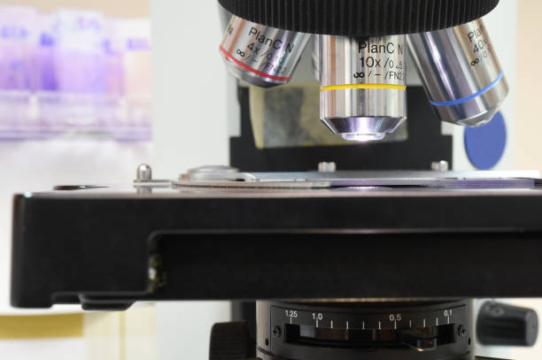 istock close up shot of microscope 825839762