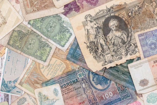 istock Old world paper money of different countries as background 825845372