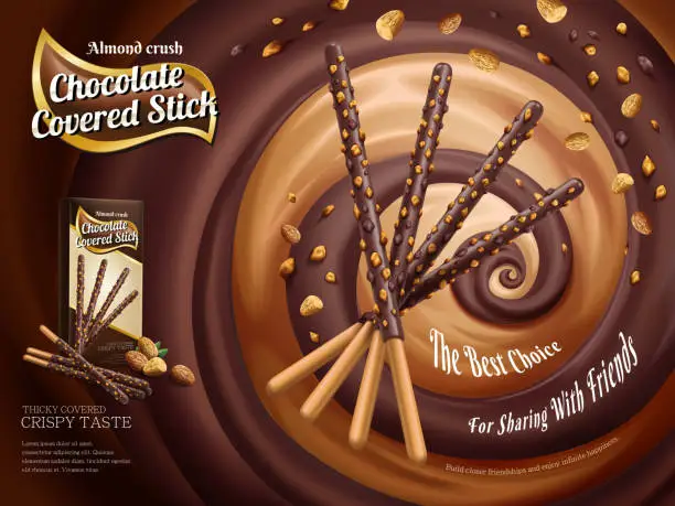 Vector illustration of Chocolate covered stick ads