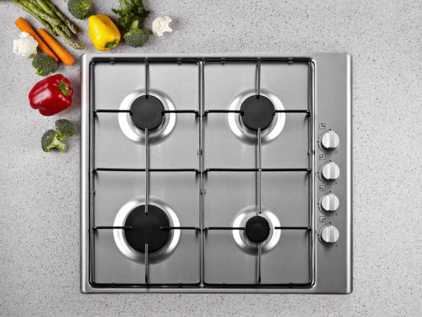gas stove chic metallic colored gas stove stove stock pictures, royalty-free photos & images