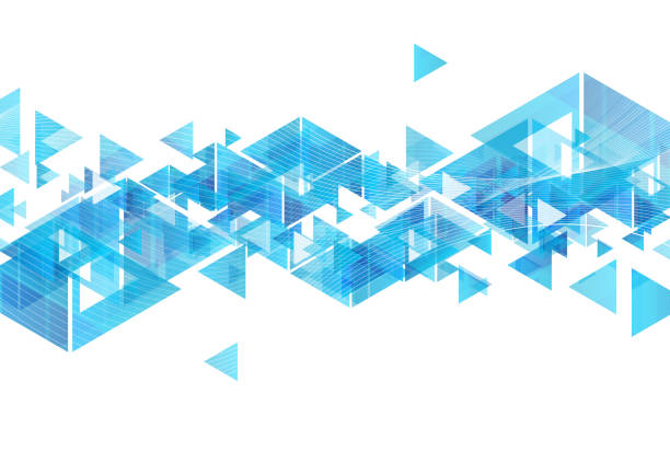 ilustrações de stock, clip art, desenhos animados e ícones de tech blue triangles and waves abstract background - focus on background abstract backgrounds blue