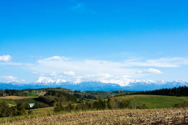 istock Autumn foothills and snowy mountains 825849864