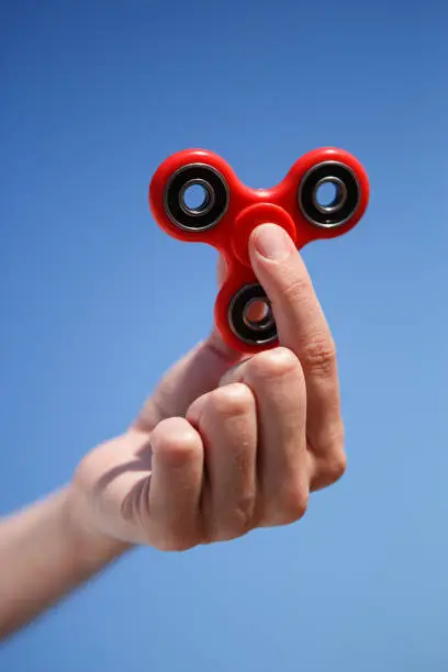 Photo of Fidget spinne.Modern spinning finger toy.