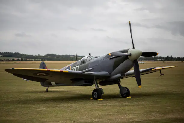 WW2 Spitfire Parked in a Field