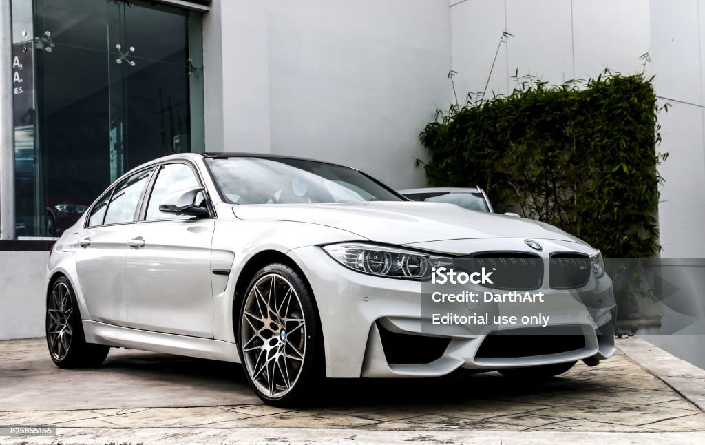 BMW M3 CANCUN, MEXICO - JUNE 4, 2017: Motor car BMW M3 (F80) in the city street. BMW Stock Photo