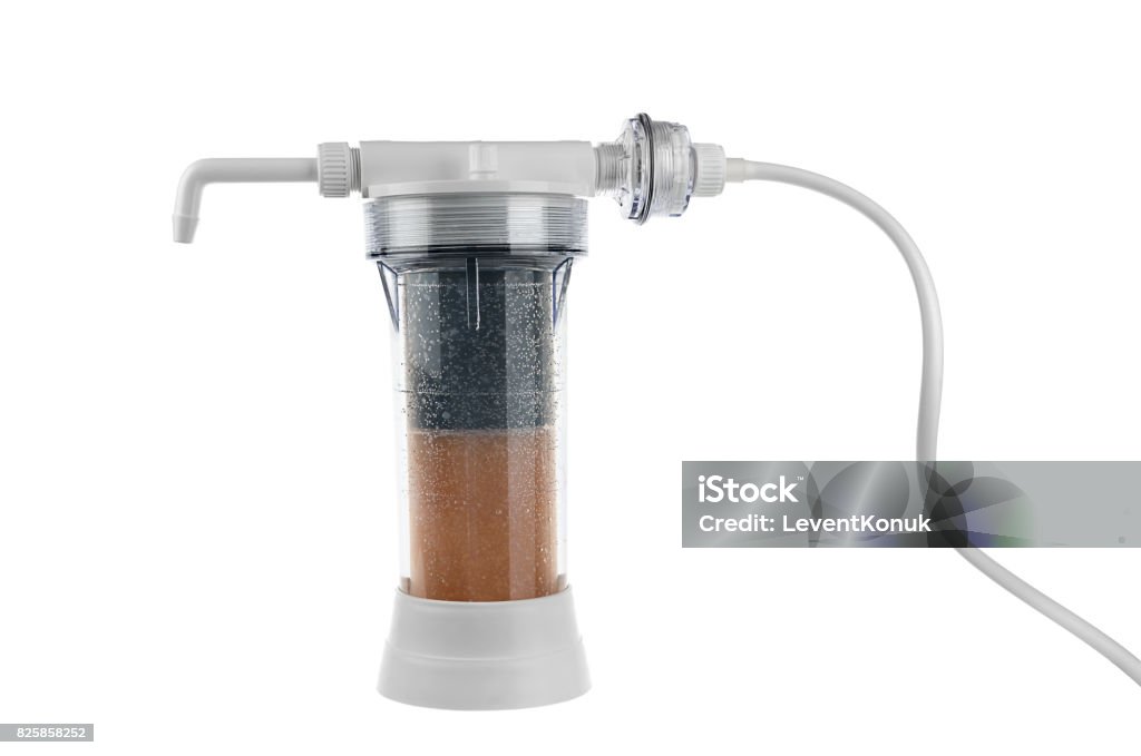 Water Purifier Isolated New water filter isolated on white background. Water Filter Jug Stock Photo