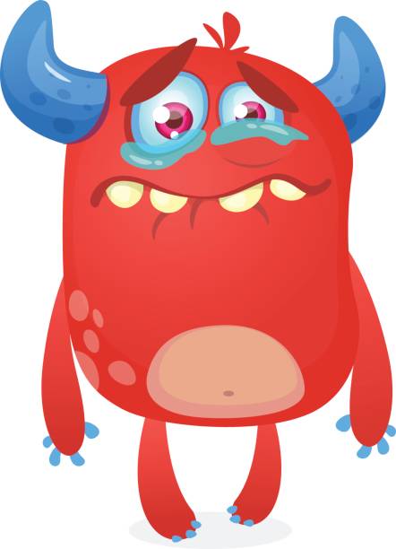 istock Crying cute monster cartoon. Pink monster mascot. Vector illustration for Halloween 825862022