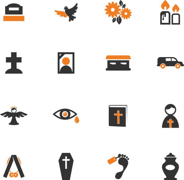 Funeral service icons set Funeral service vector icons for user interface design funeral home logo stock illustrations