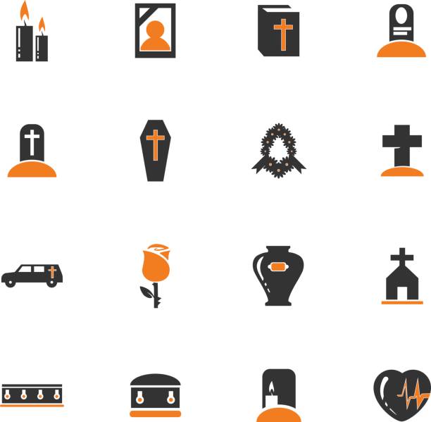 Funeral service icons set Funeral service vector icons for user interface design funeral home logo stock illustrations