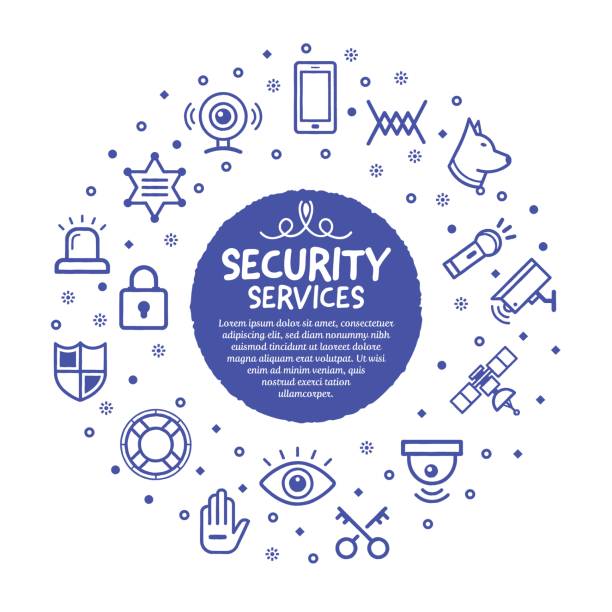 plakat usług bezpieczeństwa - network security flash stock illustrations