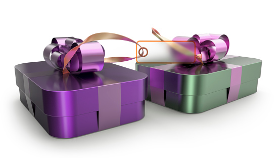 Gift box wrapped ribbon bow decoration.