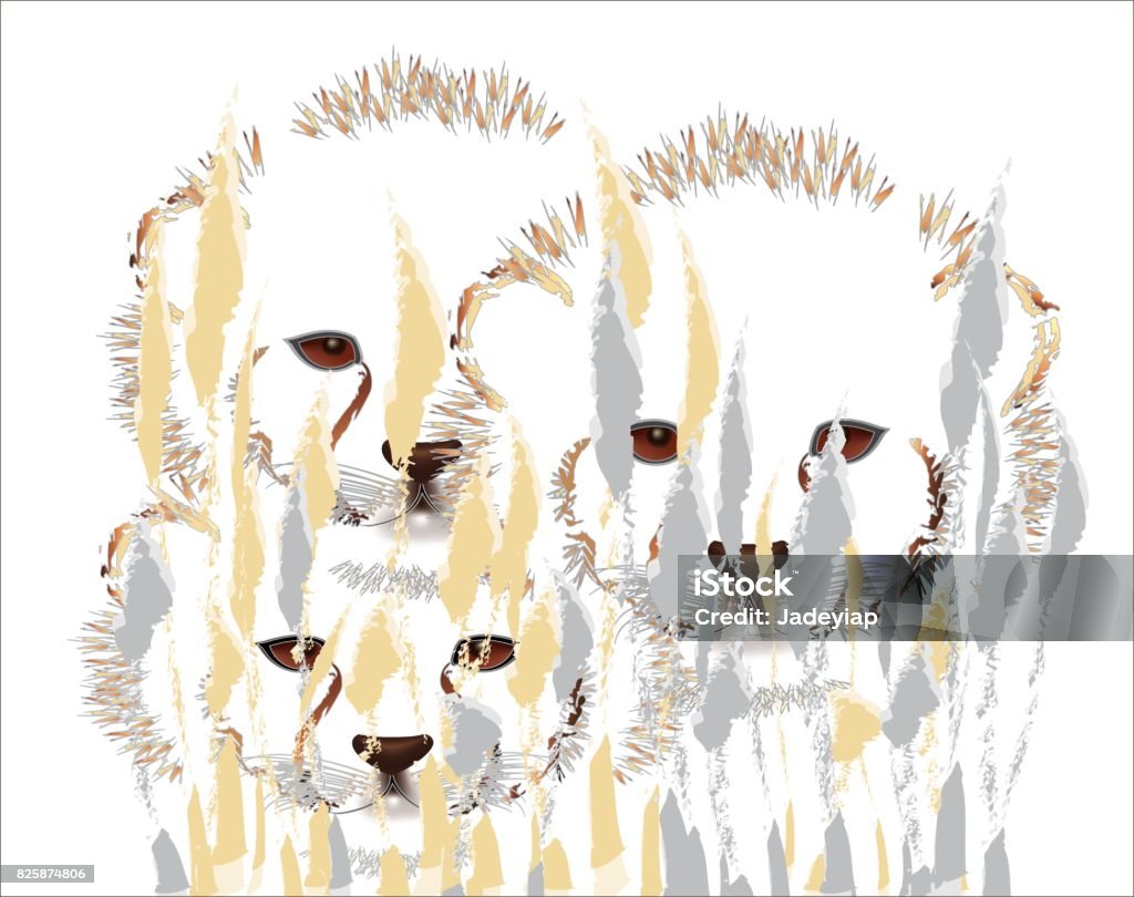 Cheetah cubs Cheetah cubs in the bush on white background Africa stock vector