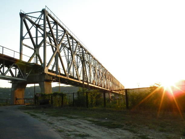 The metal bridge at sunset