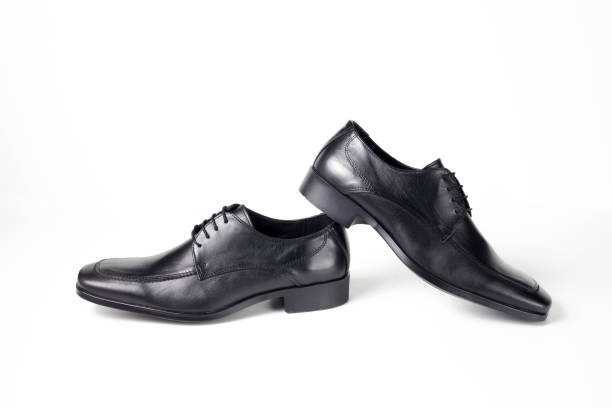 istock Male Black Leather Shoe on White Background. 825878132