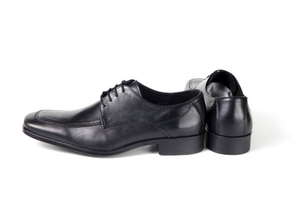 istock Male Black Leather Shoe on White Background. 825878134
