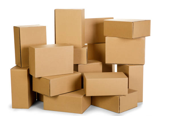 istock piles of cardboard boxes on a white background 825881384