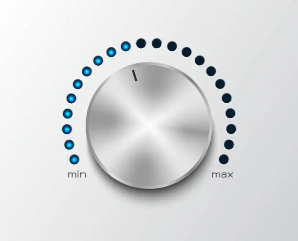 Vector illustration of Volume controler with glowing dial 2