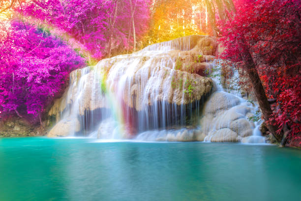 istock Waterfall in Deep forest at Erawan waterfall National Park, 825882730