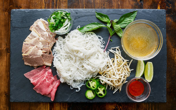 deconstructed pho laid out with all ingredients