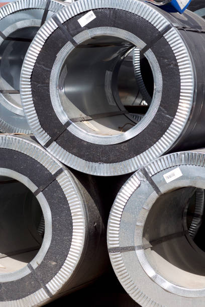 istock Rolls of cold-rolled galvanized steel with polymer coating 825887154