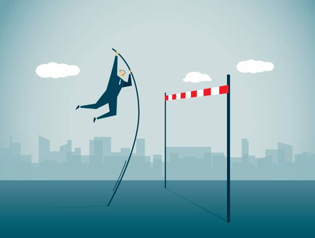 прыжок в высоту - running sport hurdle cartoon stock illustrations