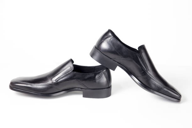 istock Male Black Leather Shoe on White Background. 825888110