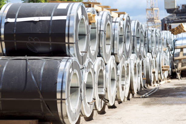 istock Rolls of cold-rolled galvanized steel with polymer coating 825891210