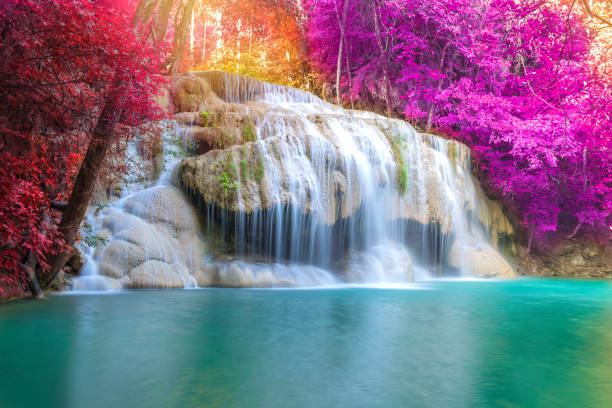 istock Waterfall in Deep forest at Erawan waterfall National Park, 825891248