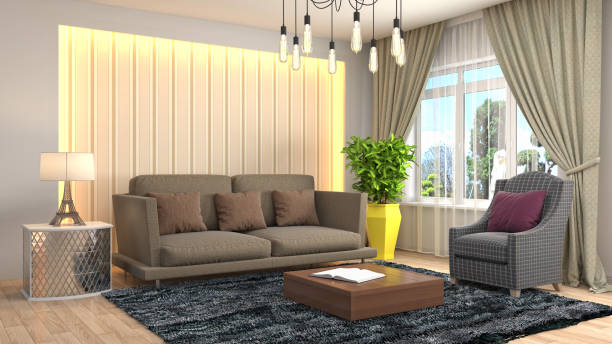 istock Interior living room. 3d illustration 825896534