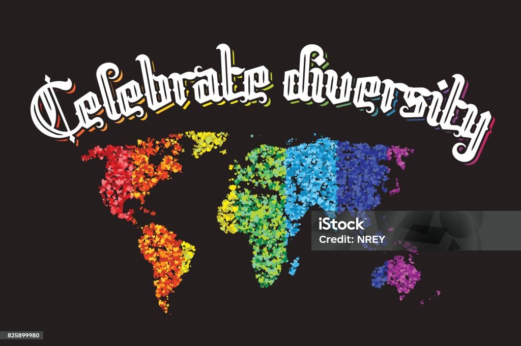 Diversity Display Lettering Celebrate Diversity Map Lettering Stock Illustration - Download Image ...